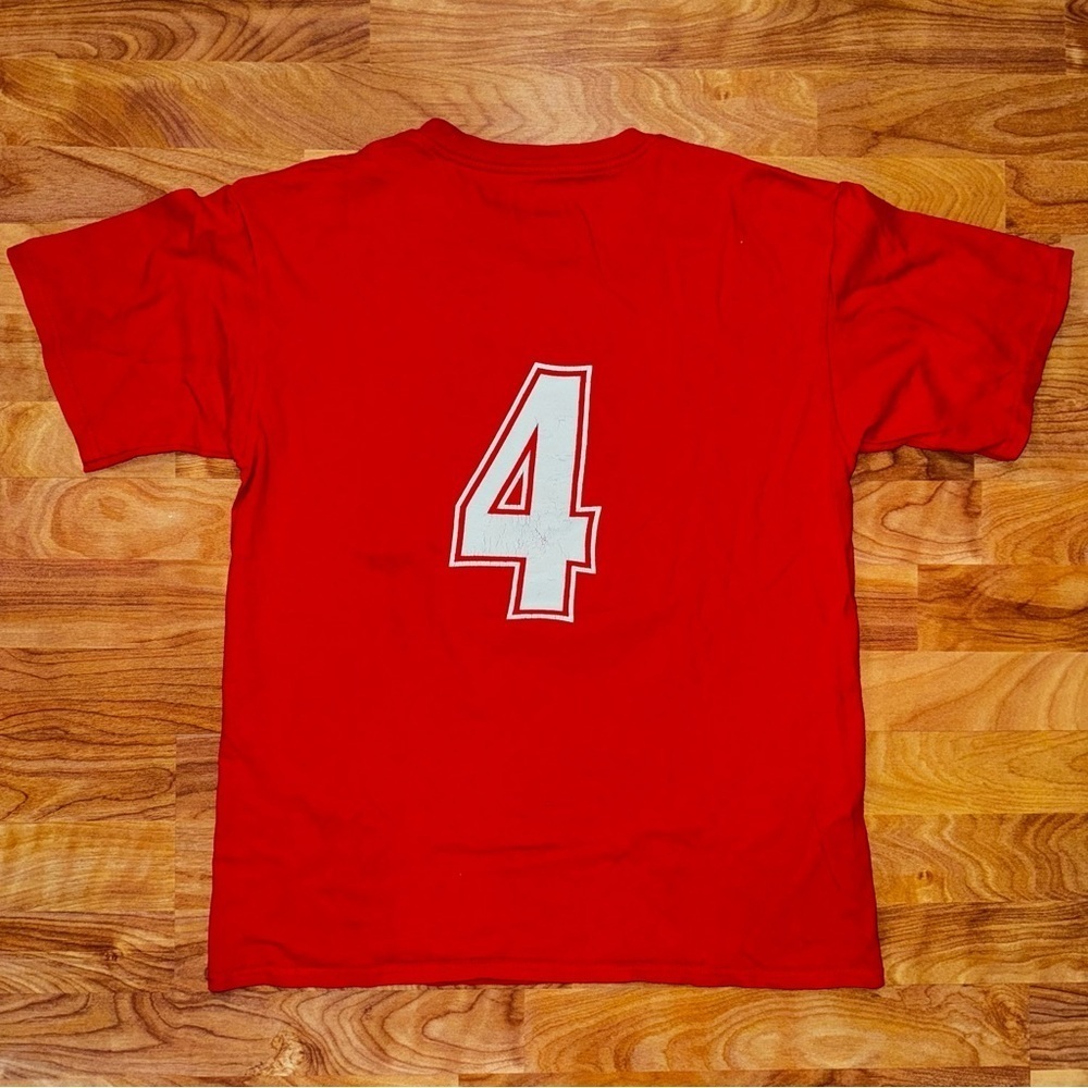 LA Angels Christian Moore #4 T Shirt Red Youth Size XL Distressed Number On Back - Picture 4 of 9